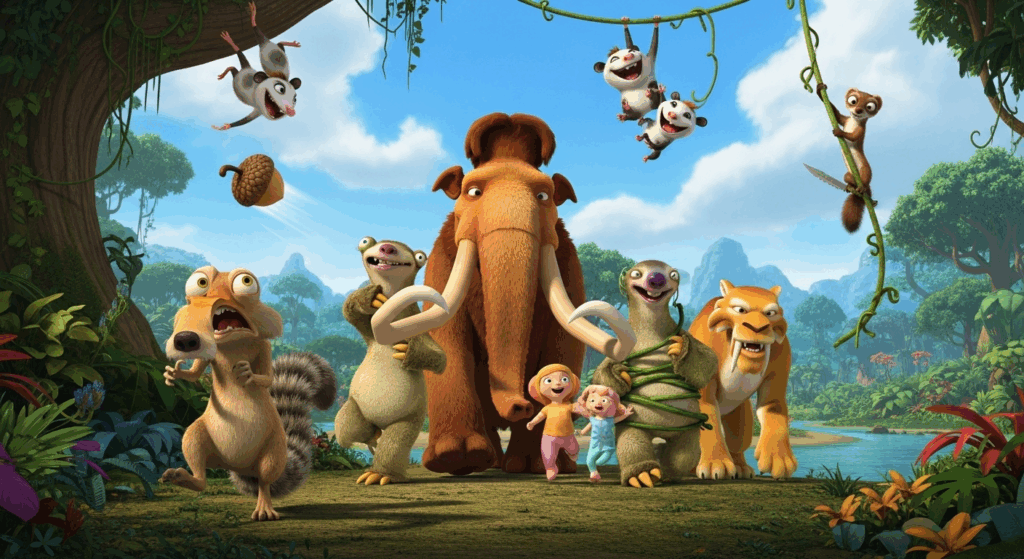 Scrat et la bande de L’Âge de Glace en aventure