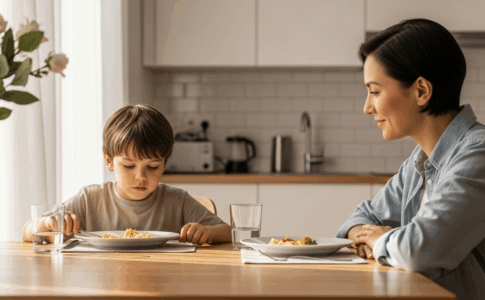Un enfant refusant de finir son assiette