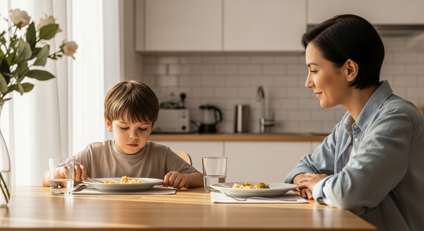 Un enfant refusant de finir son assiette