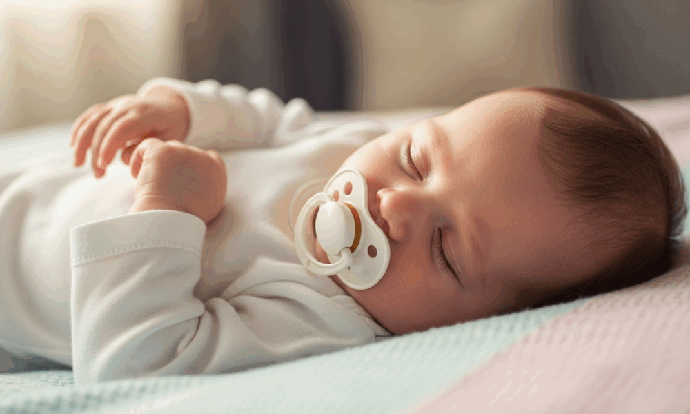Un nourrisson utilisant une sucette pour se calmer