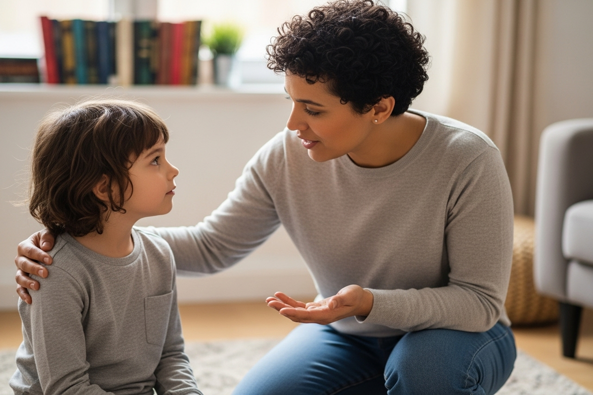 Parent offrant un accompagnement parental bienveillant à son enfant