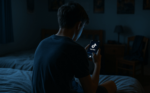 Adolescent utilisant TikTok sur son téléphone