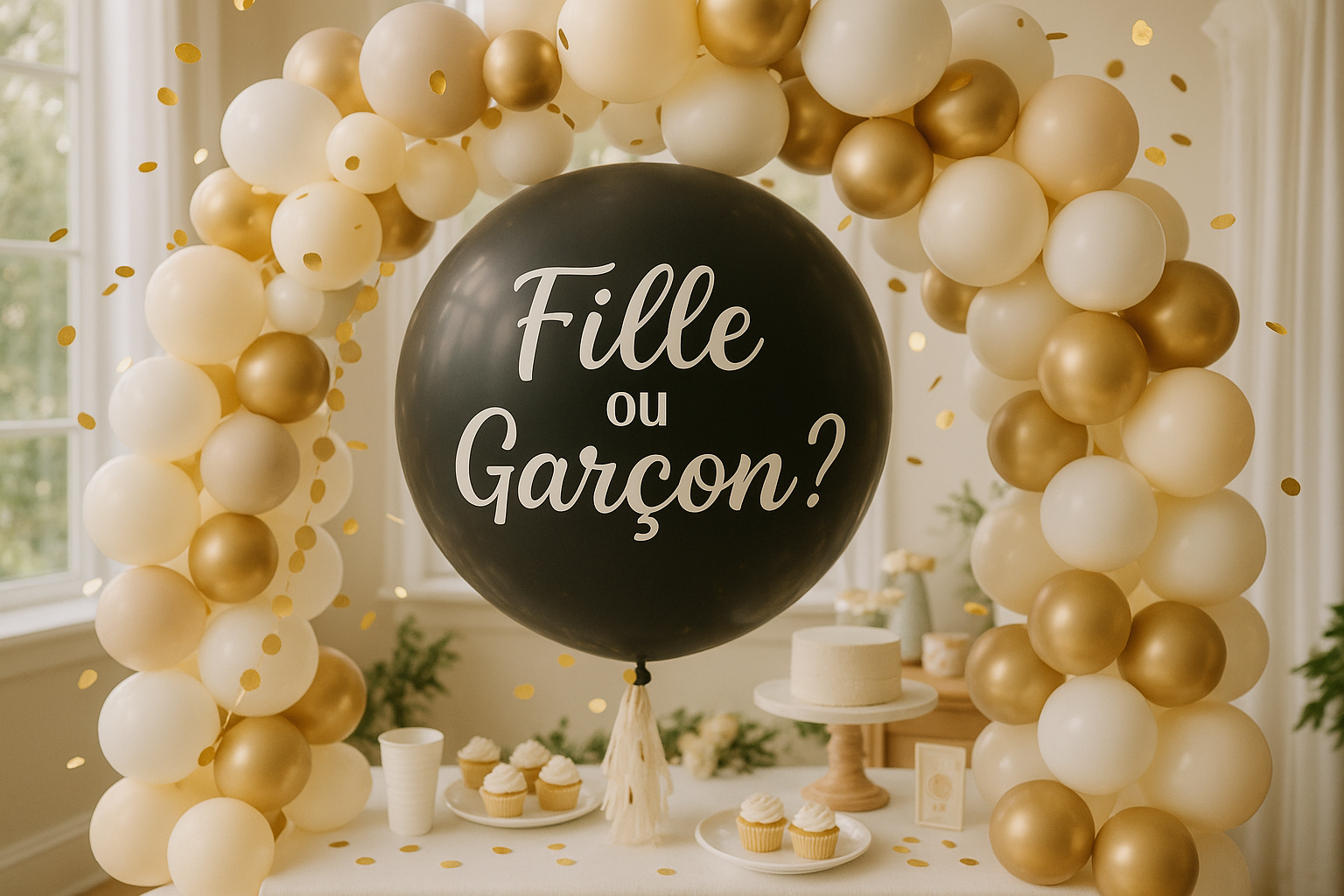 Ballon noir pour une gender reveal party
