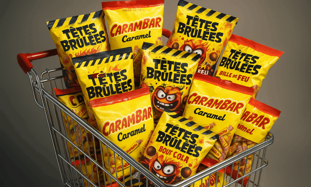 Caddie rempli montrant l'ampleur de la vente de bonbons