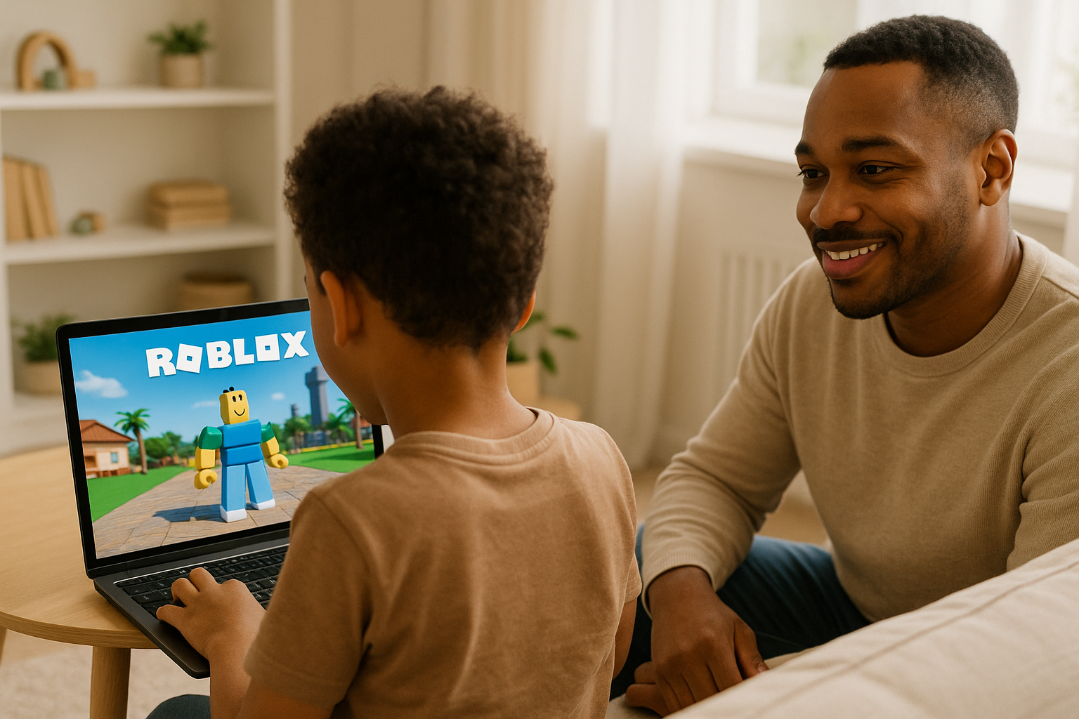 Un enfant joue à Roblox en toute sécurité 