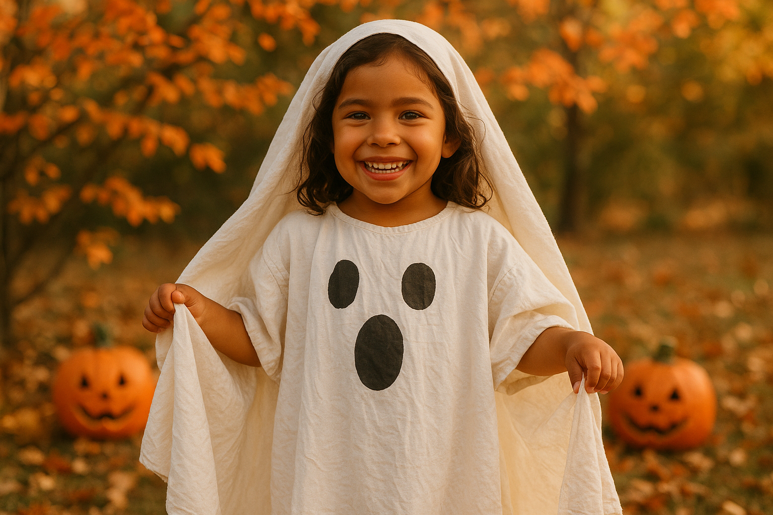 Enfant portant un costume écologique Halloween