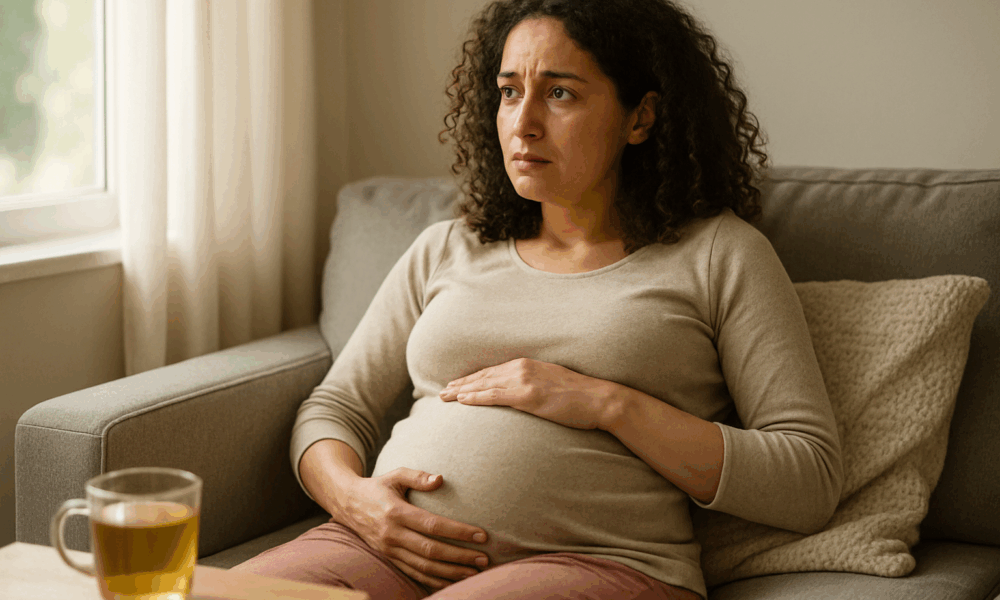 Une femme enceinte stressée