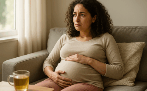 Une femme enceinte stressée