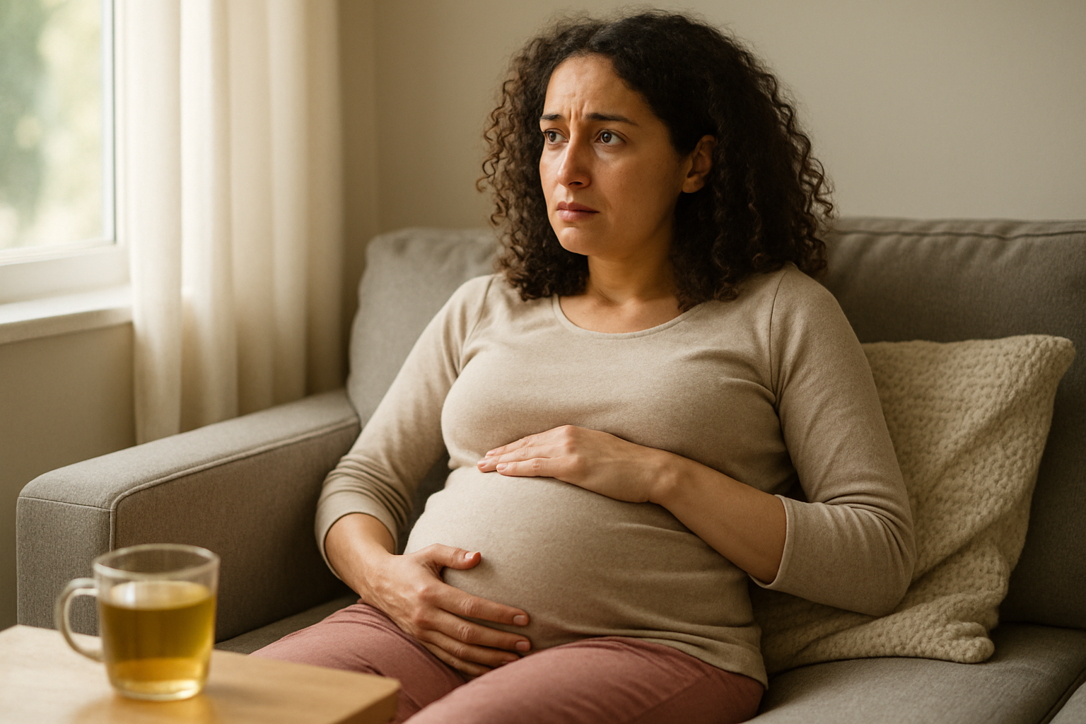 Une femme enceinte stressée