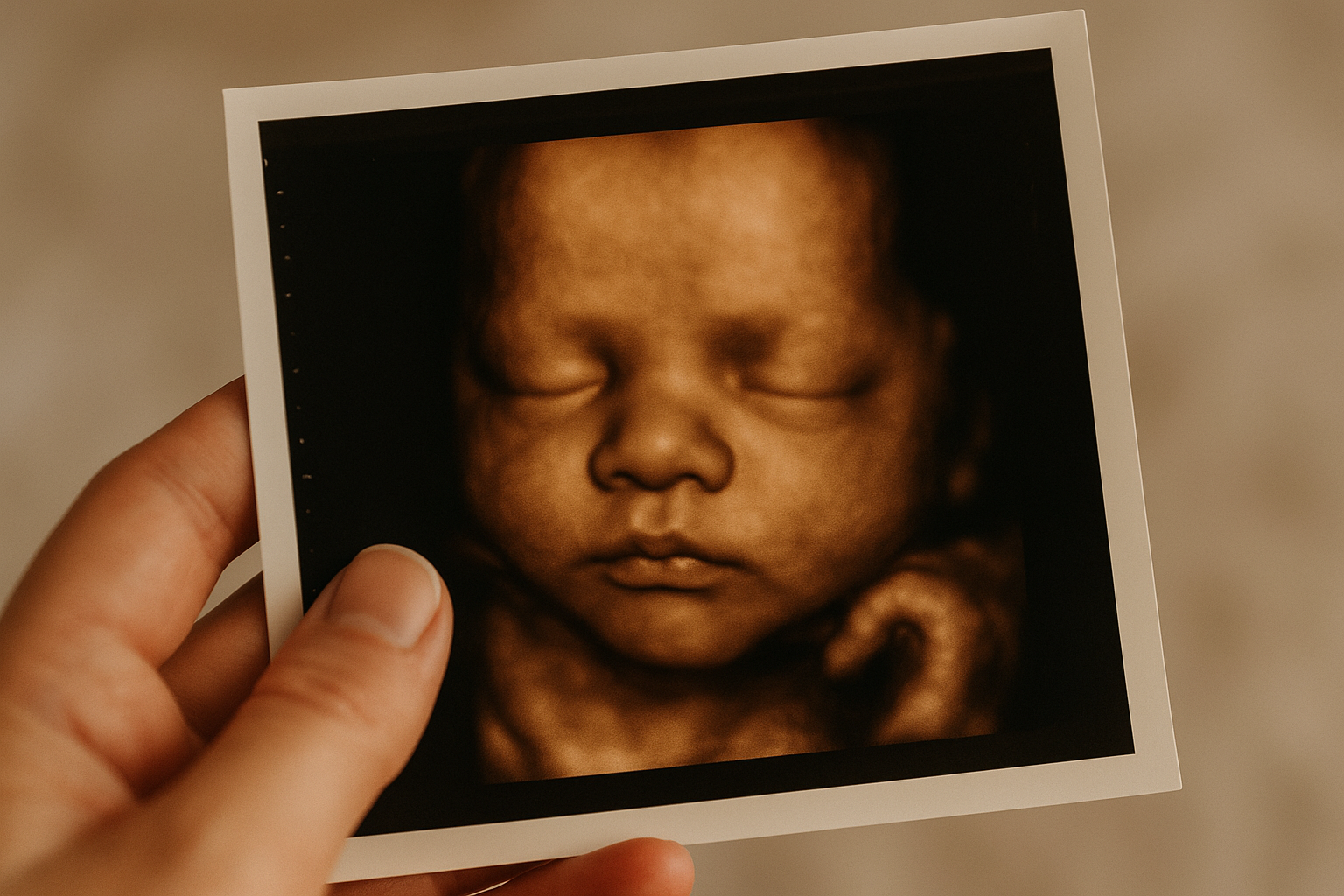 Gros plan sur une photographie issue d’échographies 3D