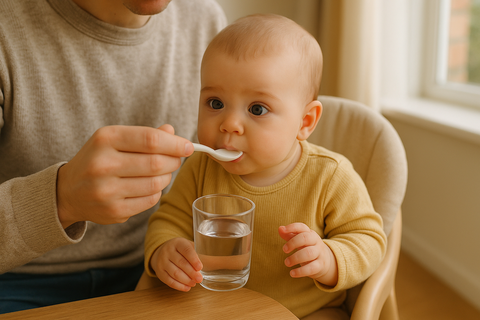Introduction de l’eau à la cuillère pour une bonne hydratation de bébé