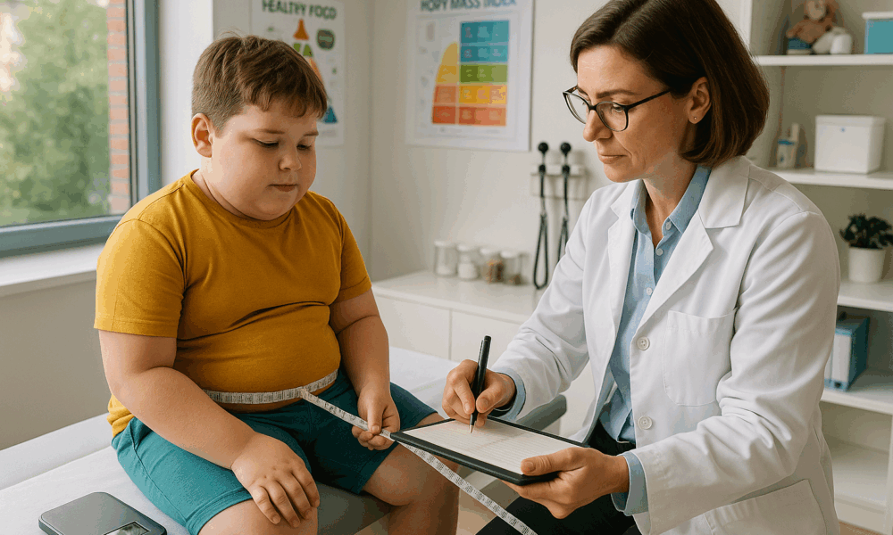 Pédiatre examinant un enfant en situation d’obésité