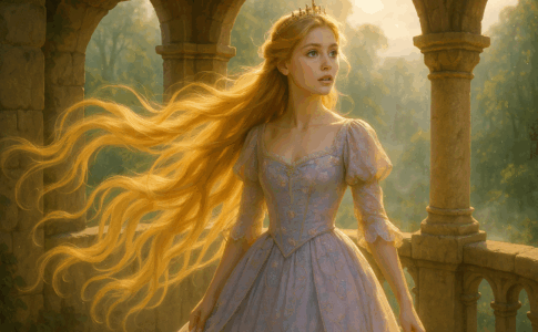 Princesse inspirée d’un conte de fées rappelant Raiponce live action