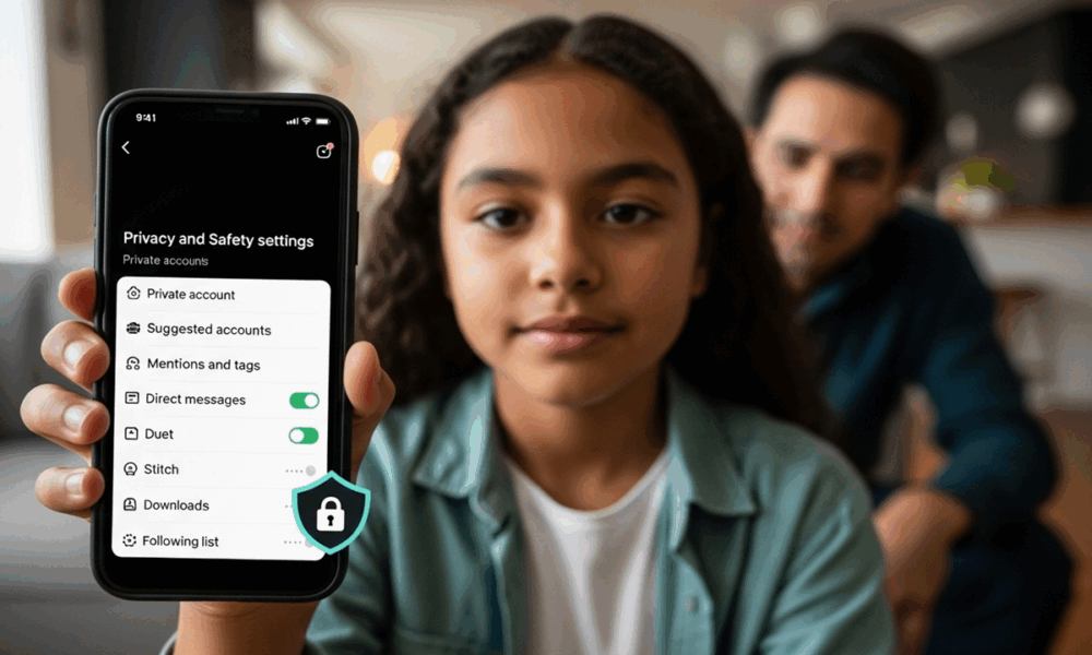 Paramètres de protection en ligne TikTok activés