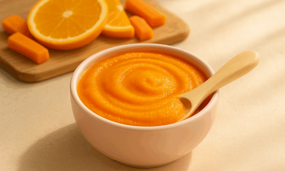 Recettes pour bébé comme purée carotte-orange maison,