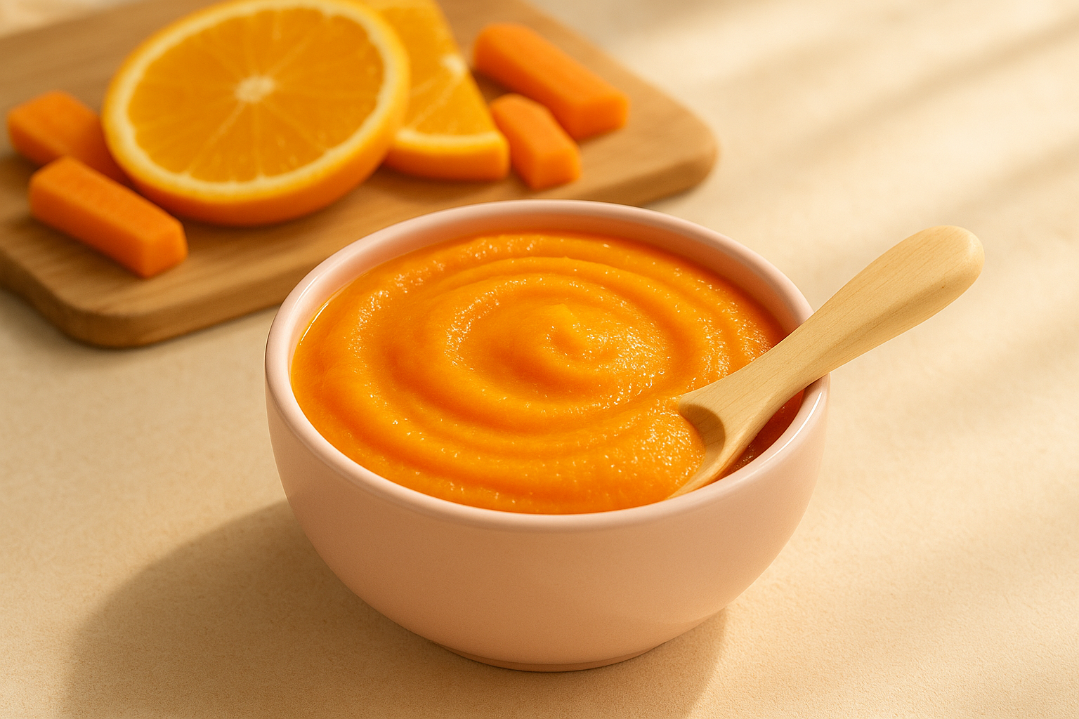 Recettes pour bébé comme purée carotte-orange maison, 