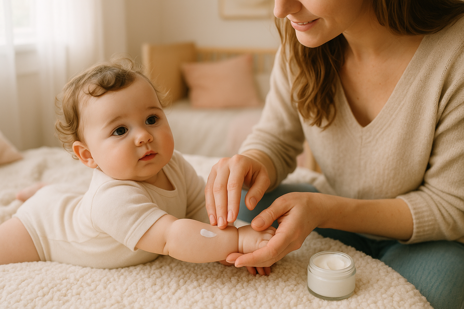 Soin de la peau de bébé contre l'eczéma