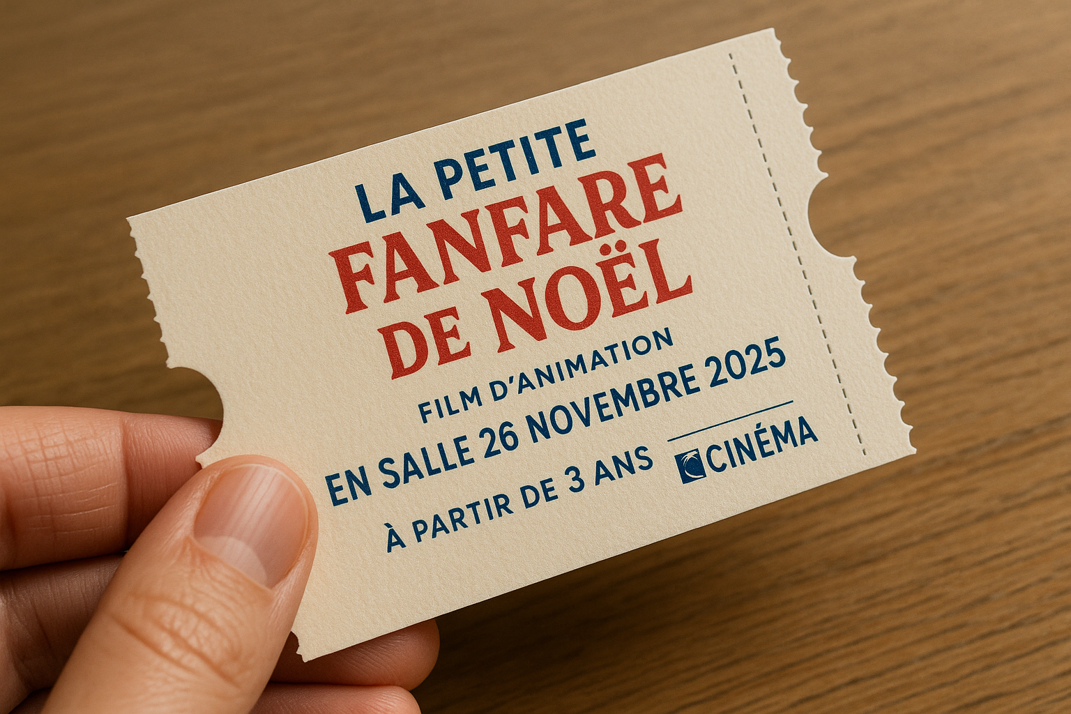 Un ticket de cinéma pour le film La Petite fanfare de Noël