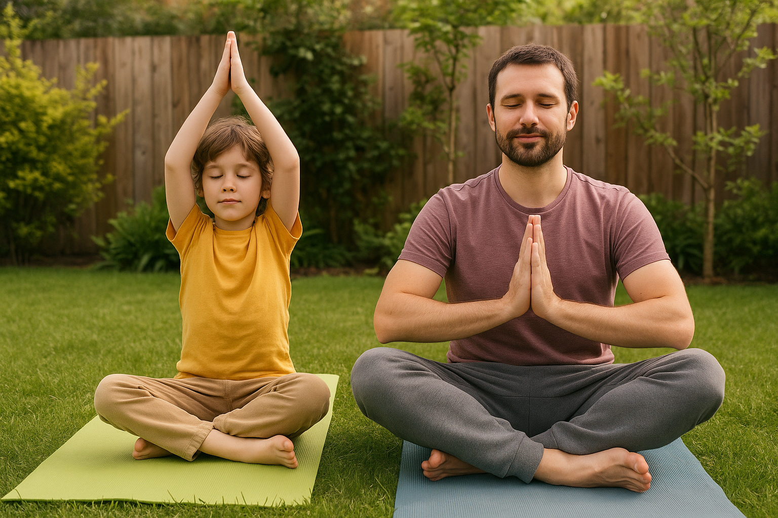 Un parent et son enfant pratiquant des postures de yoga 