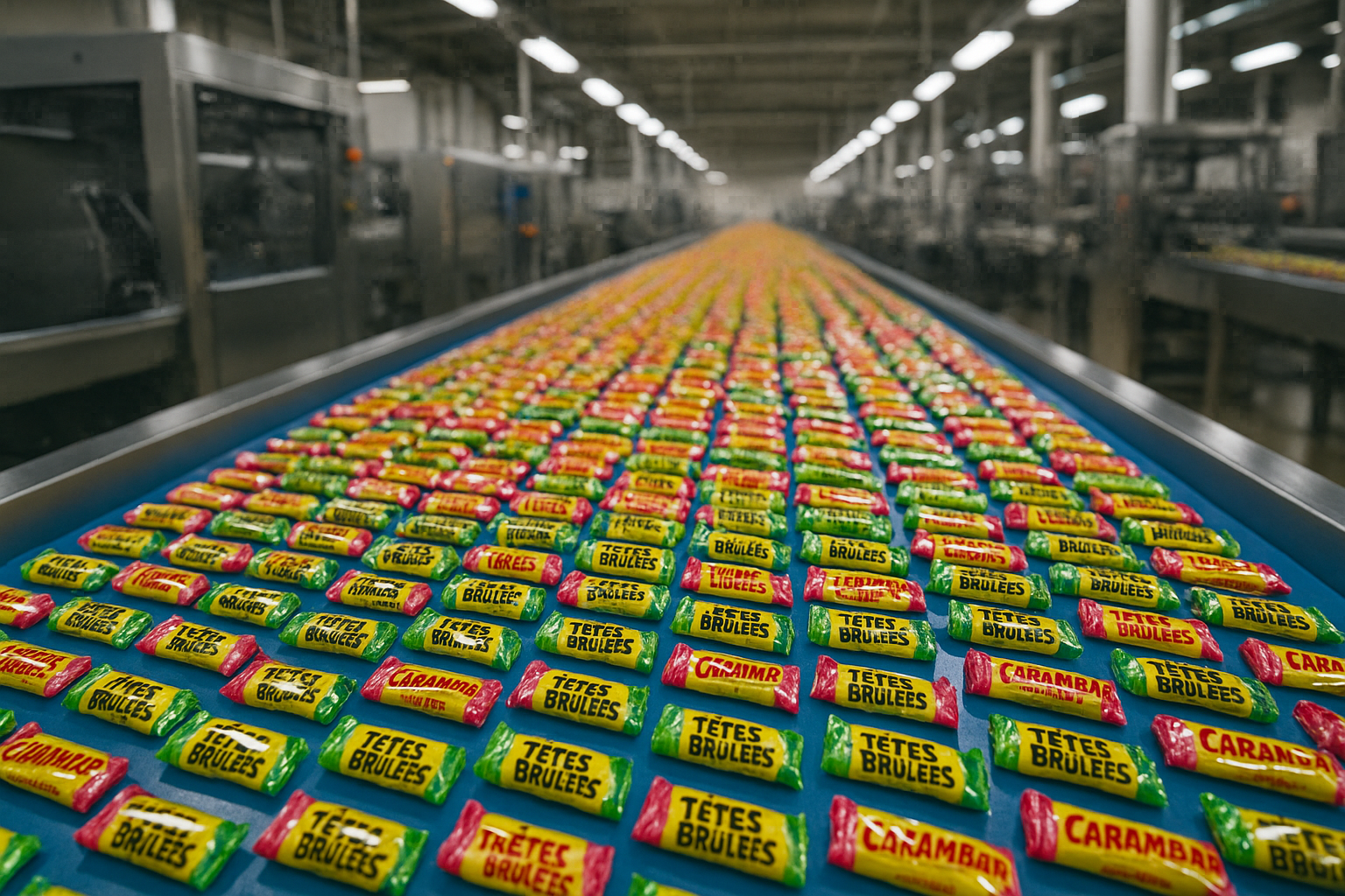Usine tournant à plein régime pour la vente de bonbons