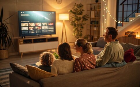 Une famille regardant du streaming