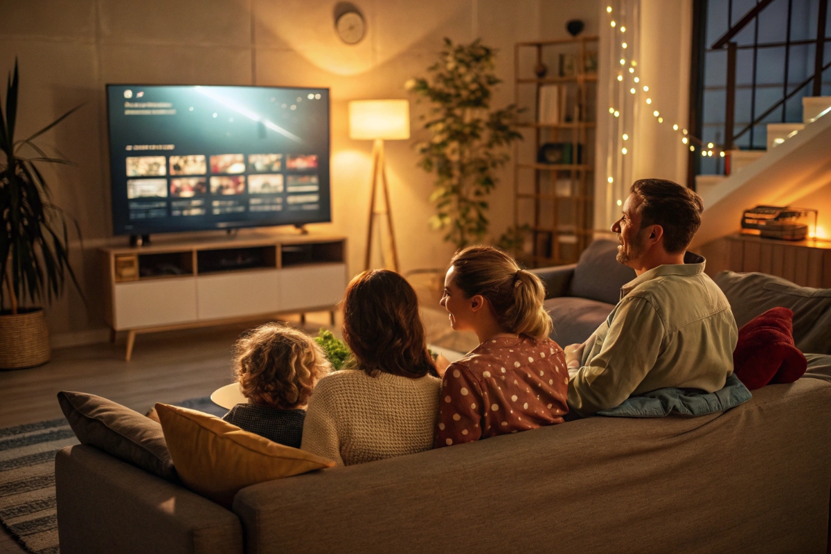 Une famille regardant du streaming  