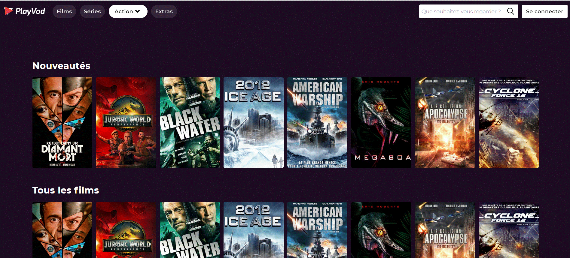 Des films d'action sur PlayVOD