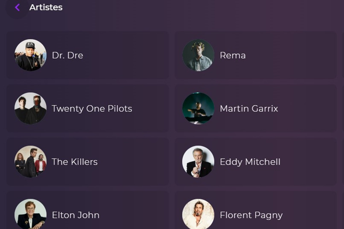 Les artistes du site Playup