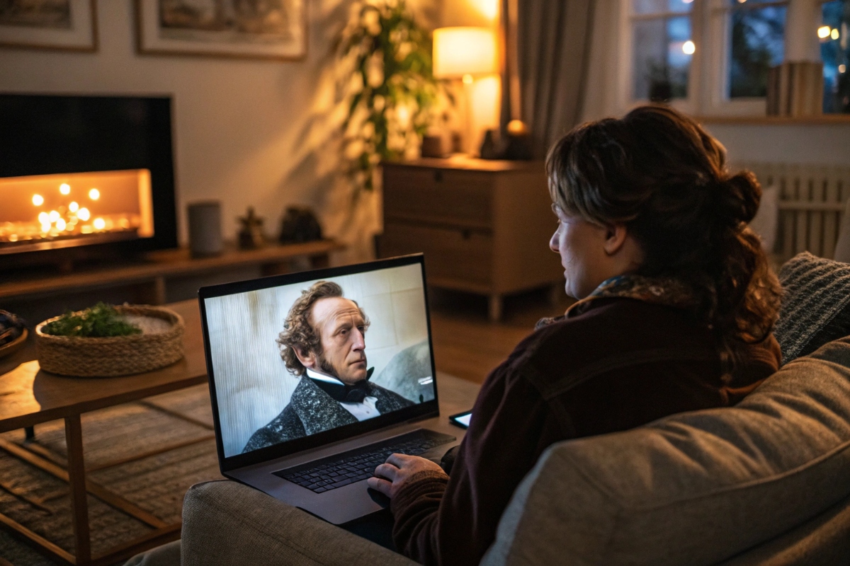 Une personne regardant un film biopic en streaming