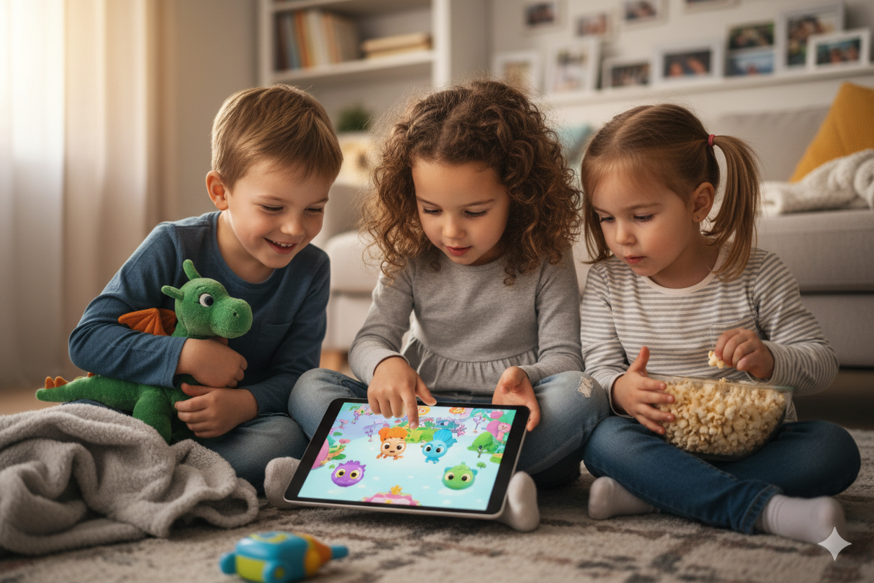 Enfants regardant un film d’animation