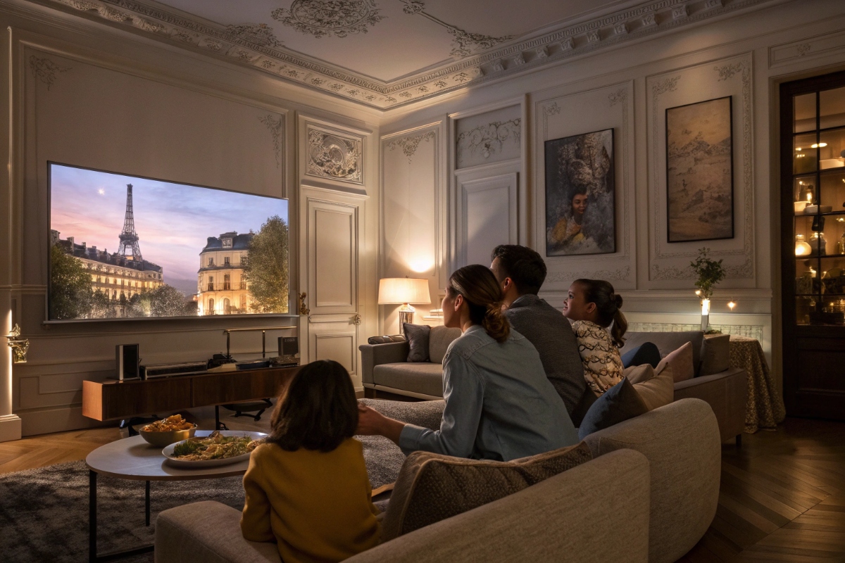 Une famille regardant des films français 