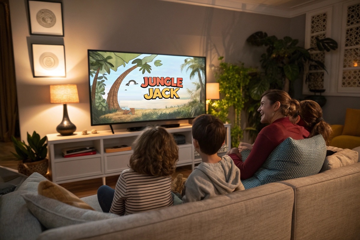 Famille regardant Jungle Jack