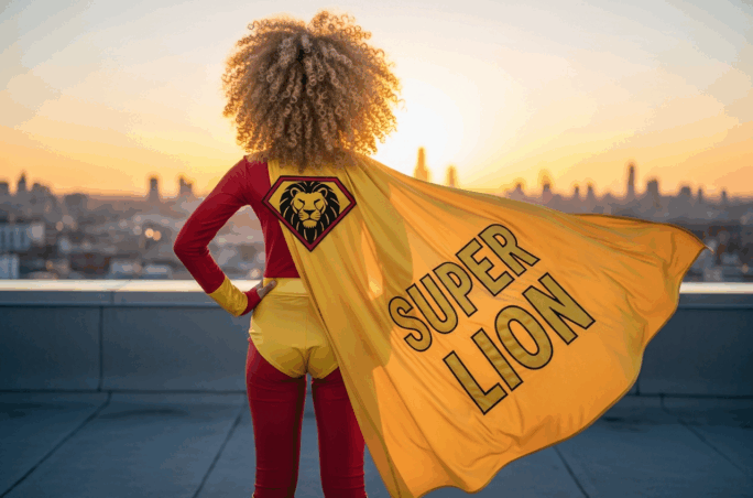 Fille qui porte un costume Super Lion