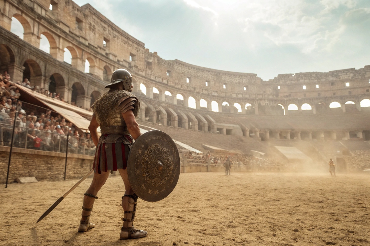 Gladiateur dans l'arène du Colisée romain 