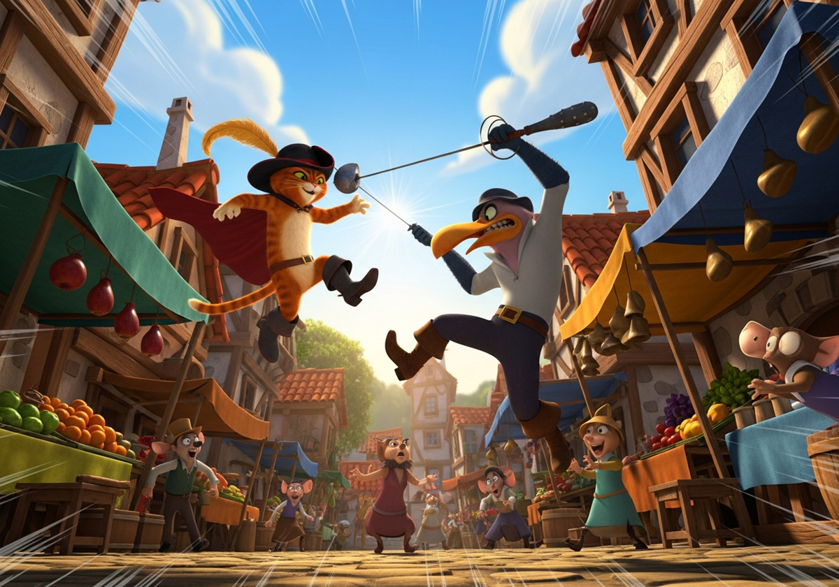 Le Chat Potté affrontant un ennemi