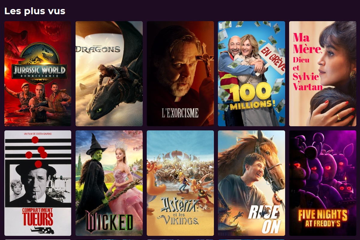 La section Les plus vus sur PlayVOD