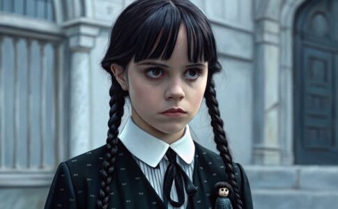 Jeune fille comme Mercredi Addams