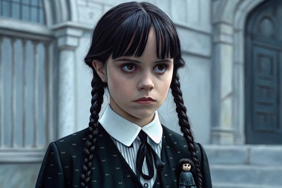 Jeune fille comme Mercredi Addams