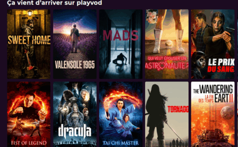La section films « Ça vient d’arriver sur PlayVOD »