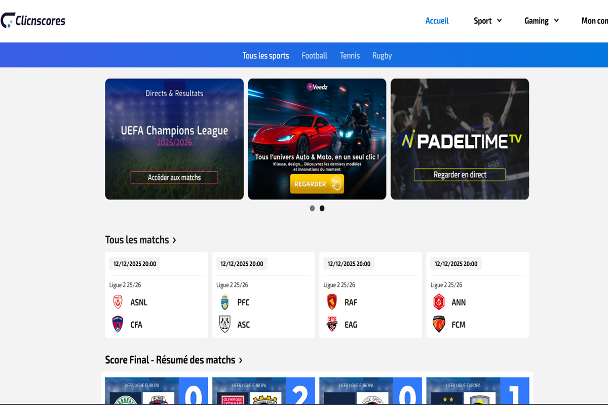 Interface de ClicnScores