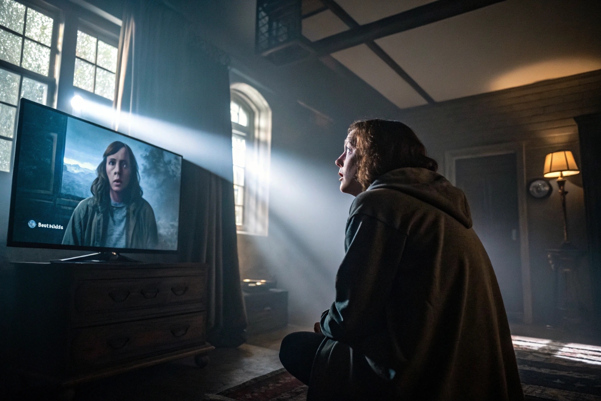 Une personne regardant un thriller en streaming