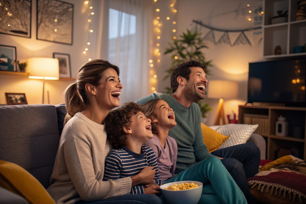 Famille regardant comédies françaises streaming