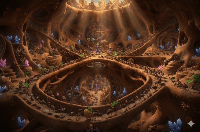 Scène fourmilliere dans le film Fourmiz