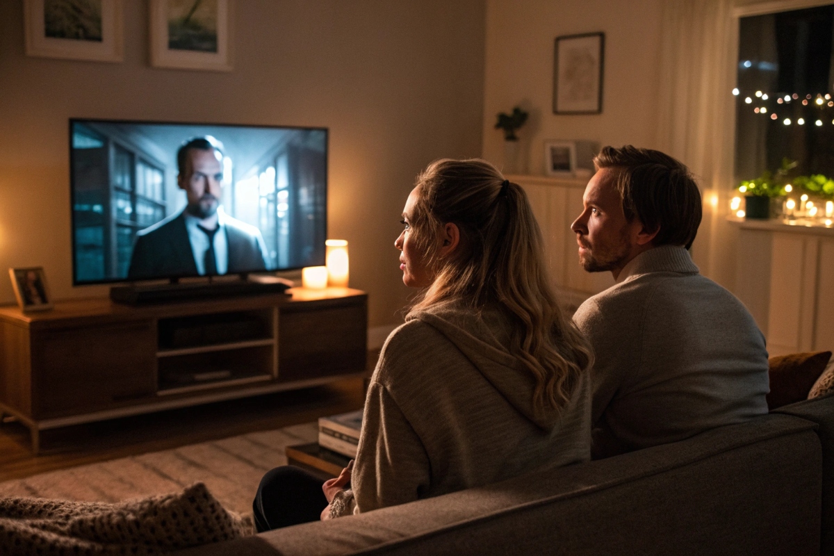 Un couple regardant un thriller 