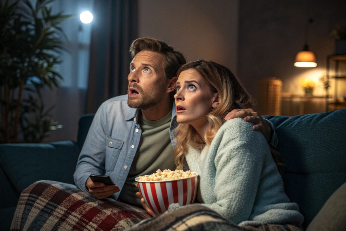 Un couple regardant des films à suspense