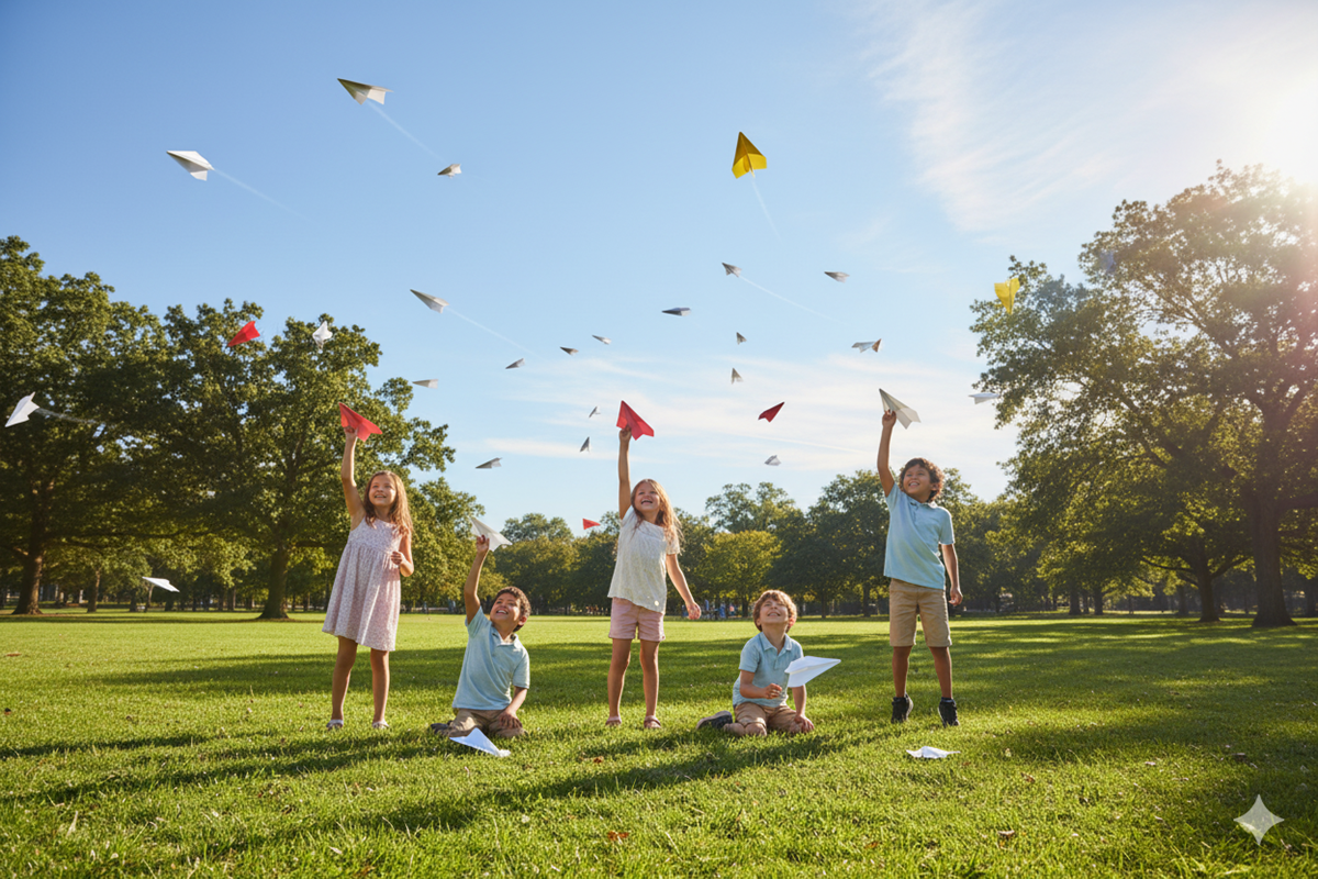 Des avions en papier dans le ciel