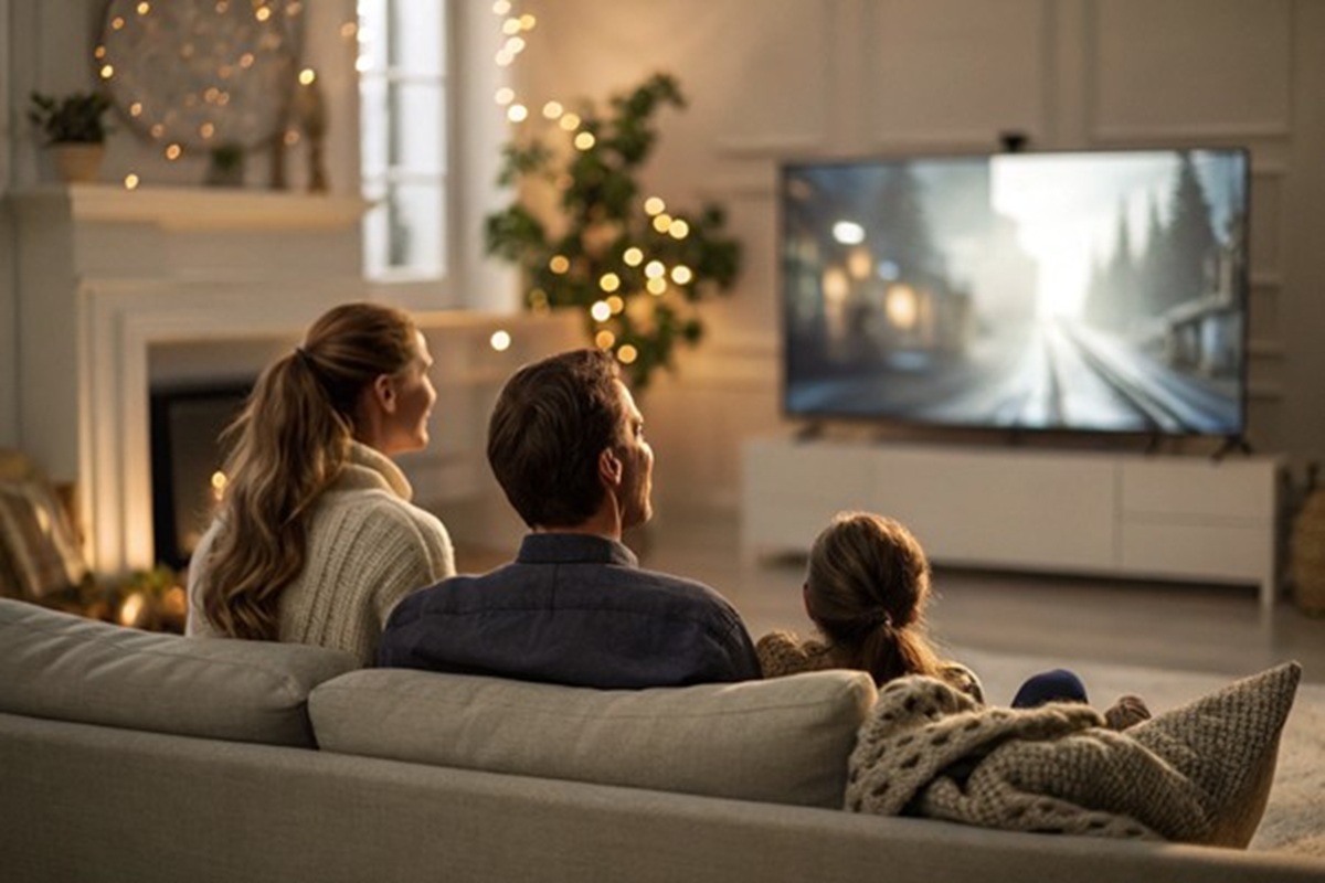 Une famille regardant une série en streaming