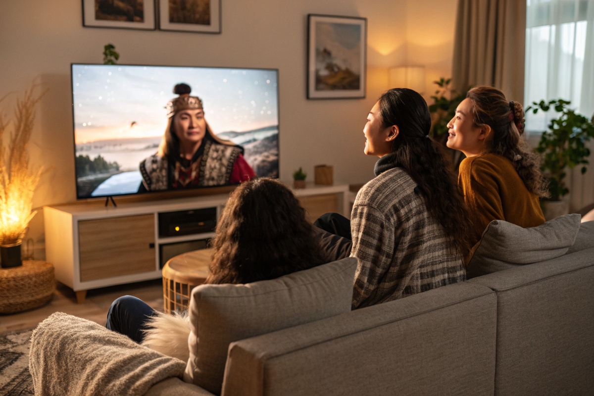 Des amis regardant le film Khutulun, princesse guerrière