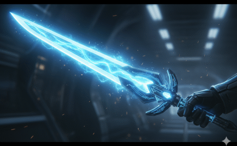 L’Épée Magique qui luit d’une lumière bleue