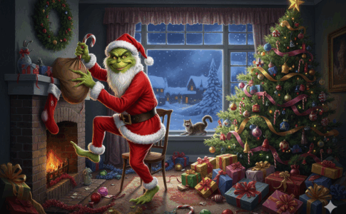 Le Grinch déguisé en Père Noël